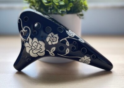 Focalink Ocarina 12SC 赤黒 Focalink 12 Hole AC Black+SC Brown Ceramic Ocarina, Easy to