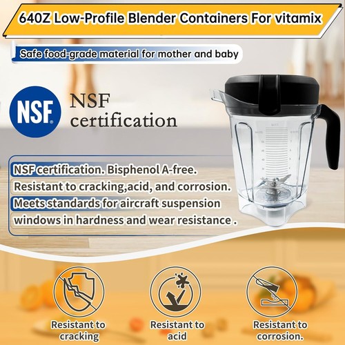 Contenedores de licuadora de bajo perfil de 64 OZ para Vitamix 750 780 5000 5200 6300 6500 7500 - Imagen 6 de 7