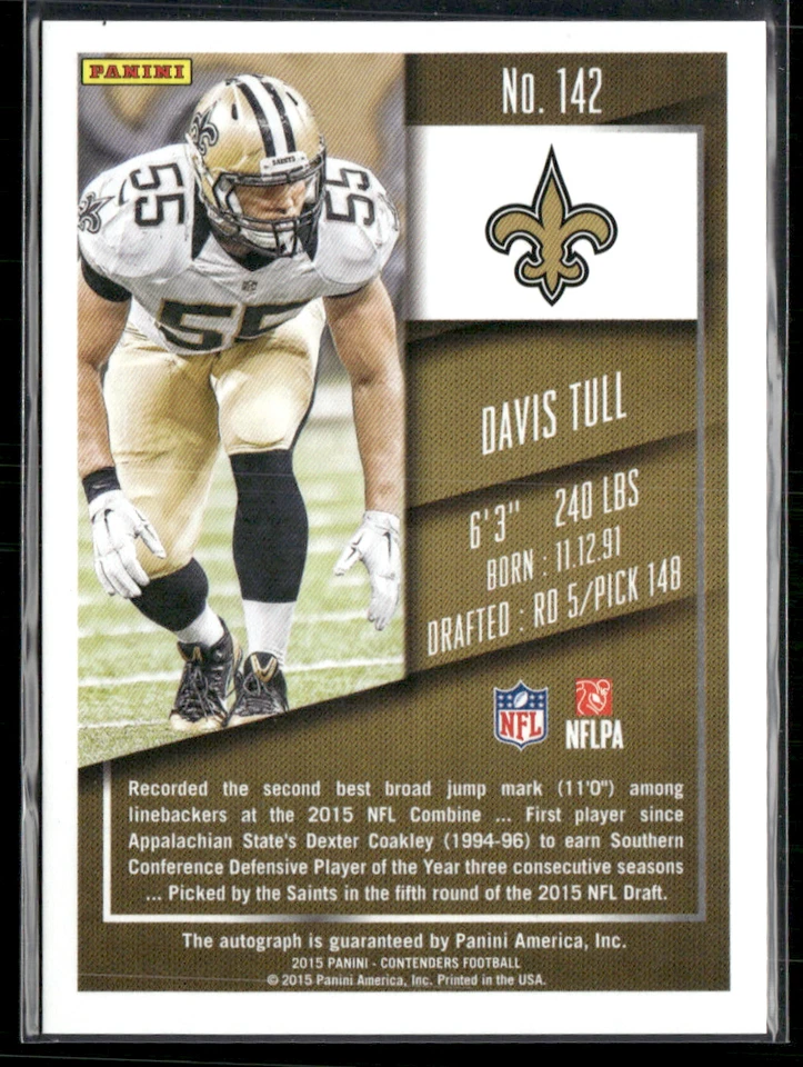 Davis Tull 2015 Contenders Rookie Ticket Cracked Ice 14/23 - Image 2 of 2