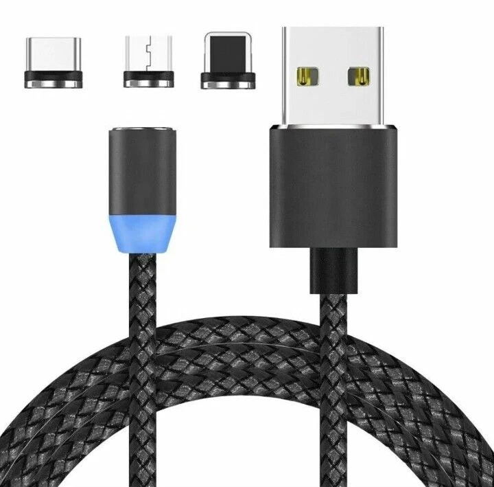 CAVO MAGNETICO USB 3 IN 1 TYPE C MICRO RICARICA PER SAMSUNG HUAWEI XIAOMI IPHONE - Immagine 3 di 4