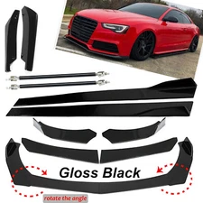 For AUDI Front Bumper Lip Spoiler Splitter Glossy Black 86.6"Side Skirt Rear