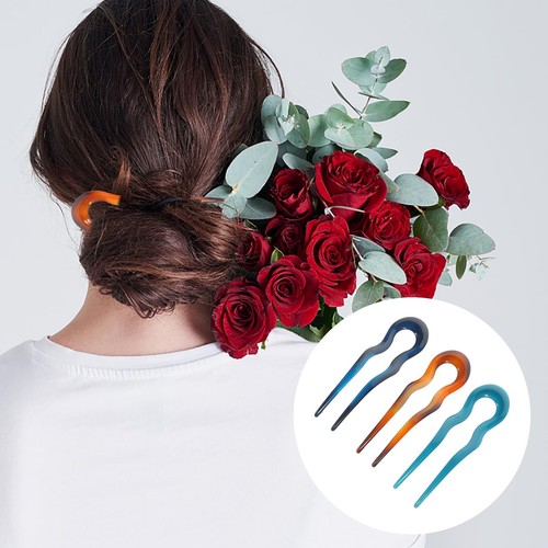 3pcs U Shaped Hair Pins French Hair Forks Vintage Forks Sticks U Shape Hair B... - Picture 6 of 7