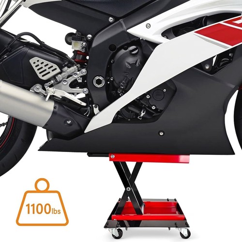 500KG Motorcycle Motorbike Workshop Scissor Lift Jack Stand Paddock with 4 Wheel - Picture 13 of 17
