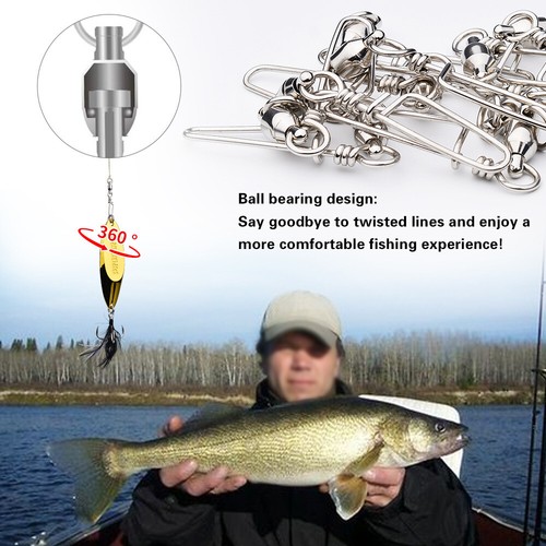 Stainless Ball Bearing Fishing Swivels Snap Rolling Sea Connector 20/50/ 100Pcs - Picture 18 of 35