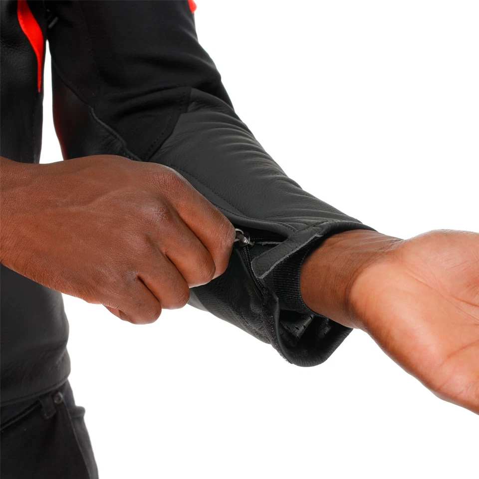 Men's Motorcycle Leather Jacket 52 - Dainese Racing 5 - Silver-Black-Fluorescent - Image 3 of 4