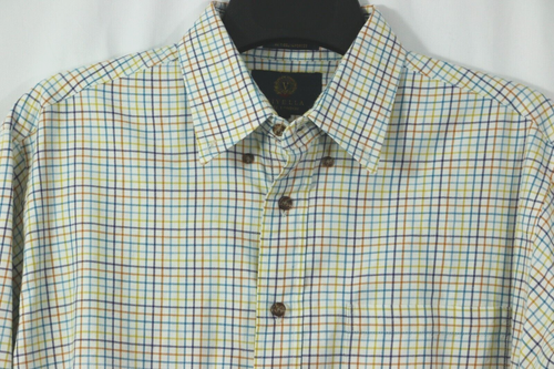 Herren Viyella L bunt kariertes Flanellhemd Baumwoll-Wollmischung Button Down