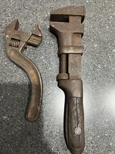 VTG J.H. Williams & Co Wood Handle Adjustable Monkey Wrench & Robinson Wrench
