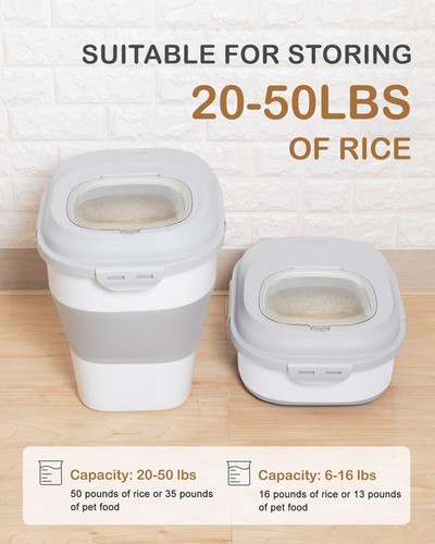 20-50 Lbs Food Storage Containers,Collapsible Rice Container with Wheel Airti... - Picture 3 of 8