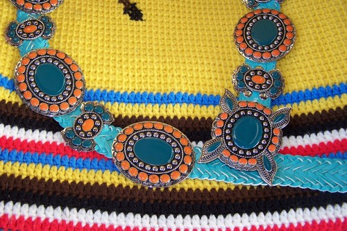 Heavy XL Southwestern Colorful Enamel Silver Rodeo Cowgirl Western Concho Belt - Picture 3 of 17