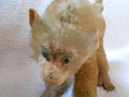 1950's Steiff Mohair 6 inch Baboon Coco Green Glass Eyes Felt Feet, Face & Ears - Picture 2 of 6