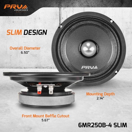 4x PRV 6MR250B-4 SLIM 6,5" PRO Audio Lautsprecher + 4x TW150SD - 4 Hochtöner + QS800.4 Amp - Bild 8 von 10