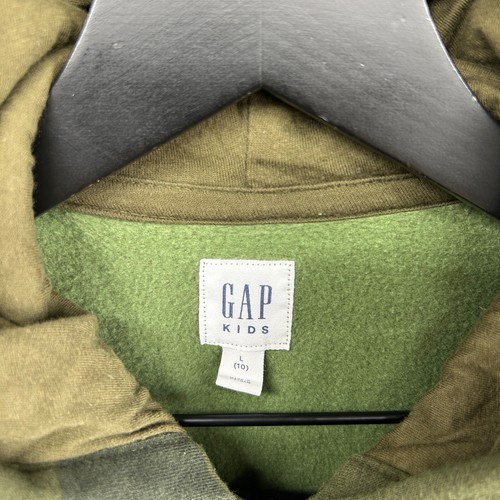 Gap Hoodie Kids Size Large 10 Green Camouflage Full Zip Spell Out Y2K - Picture 5 of 10