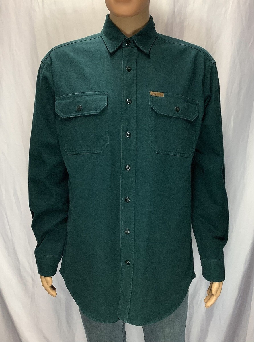 vintage WOOLRICH EXPEDITION CHAMOIS Heavy Cotton Twill Button Down Shirt L  Tall