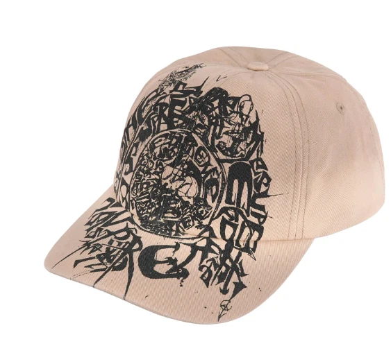 Casquette graffiti beige kaki marron Supreme Liberty 6 panneaux skate grunge noir