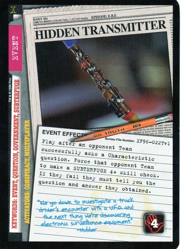 Tarjetas coleccionables individuales parte 2 de The X Files CCG Premiere Edition 1996 - Imagen 80 de 146