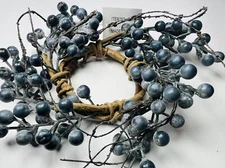 Artificial Blueberry Candle Ring Mini Wreath 2.5” Rustic Farmhouse Dec