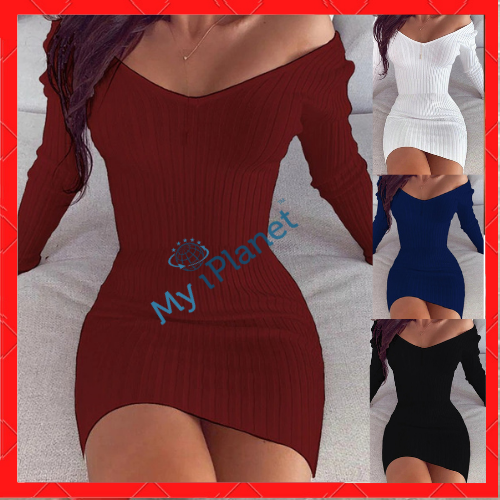 Women Elegant Casual Sexy Slim Mini Dress Skirt Bodycon Knit Sweater Party Club - Bild 1 von 23