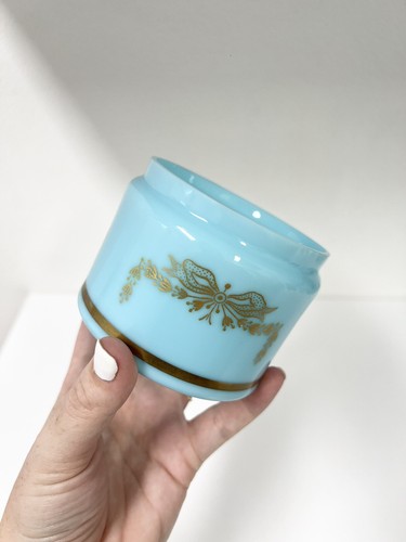 Vtg PV France Portieux Vallerysthal Blue Opaline Gold Perfume Bottle Box Dresser - Picture 19 of 20