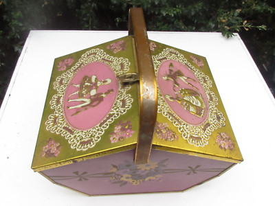candy box TIN embossed Lithographed Pink Western Germany  STORCK