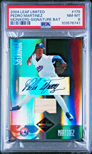 2004 LEAF LIMITED MONIKERS EMERALD BAT AUTO #179 PEDRO MARTINEZ #/5 PSA 8 POP 1
