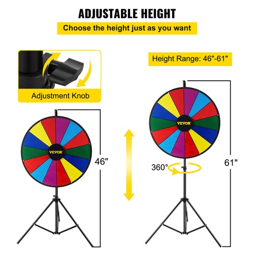 45cm Color Prize Wheel Folding Tripod Floor Stand Dry Erase Mark Pen Tabletop - Picture 4 of 12