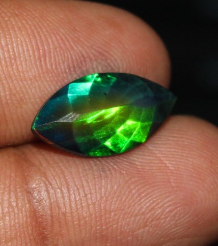 Black Opal Cut stone 3.20 Cts marquise faceted black opal loose gemstone jewelry - Picture 2 of 7