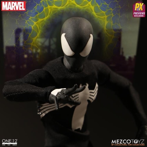 The One:12 Collective Marvel Spider-Man schwarze Version PX Figur Mezco - Bild 4 von 5