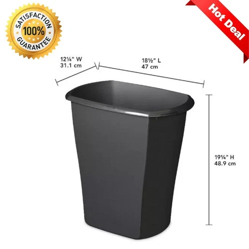 10 Gallon Rectangular Trash Can, Kitchen, Black Trash Can