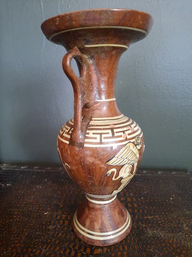 Vintage große Terrakotta neoklassizistische Urnenvase griechische Handarbeit L. Hassapis signiert - Bild 4 von 7