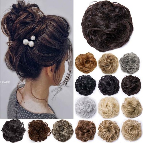 100% Real THICK Rose Messy Bun Elastic Band Hair Extensions As Human Hairpiece - Picture 9 of 37