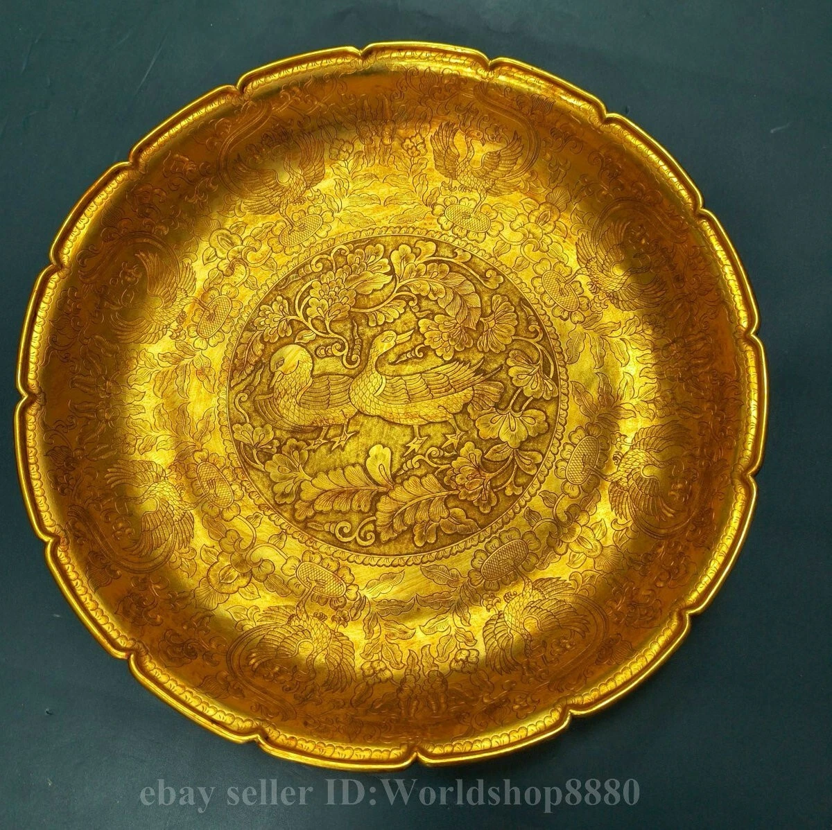 铜金色中国风盘子| eBay