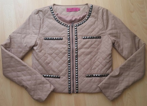 Boohoo Jacket Cardigan Ladies Nude UK 10 Elise Elongated Label Crop - Picture 6 of 10
