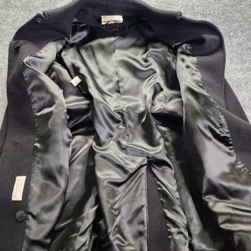 Fleurette Women's Pea Coat Belted 12 Lined Wool Cashmere Button Pockets Black - Picture 10 of 18