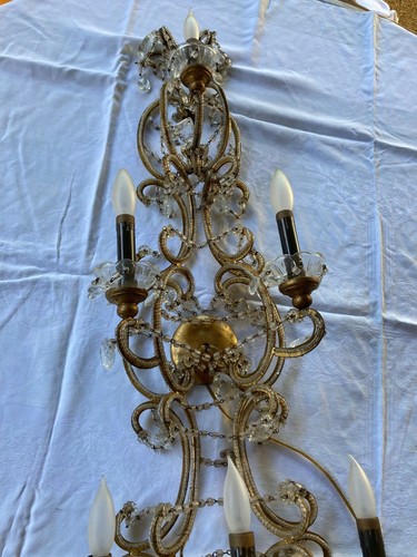 Crystal wall mounted chandelier, meant for a wall mount, lights up great, light - Picture 11 of 12