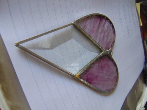 Vidrieras antiguas corazón - vidrio amatista y vidrio biselado transparente - Imagen 4 de 5