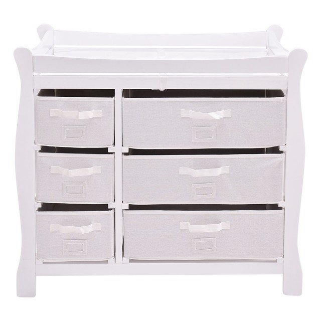 Cosco Products Leni 6 Drawer Dresser With Changing Table White