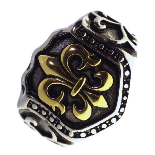 Fleur de Lis Signet Ring Stainless Steel SCA LARP Cosplay Costume Band Size 8-16 - Picture 3 of 5