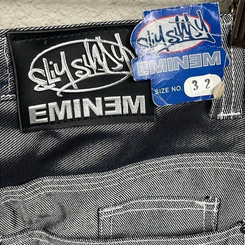 Jeans carpentiere vintage Deadstock slim ombreggiato Eminem anni 90 larghi gamba argento 32 - Foto 8 di 16
