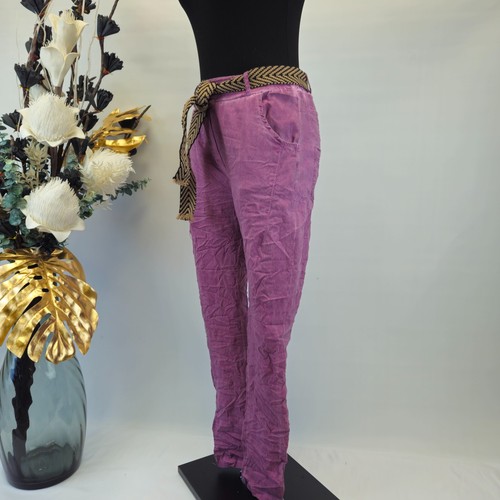 Italy Hose 38 40 Jogpants Baggy Stoffhose Boyfriend Jogginghose Gürtel Purpel - Bild 4 von 8