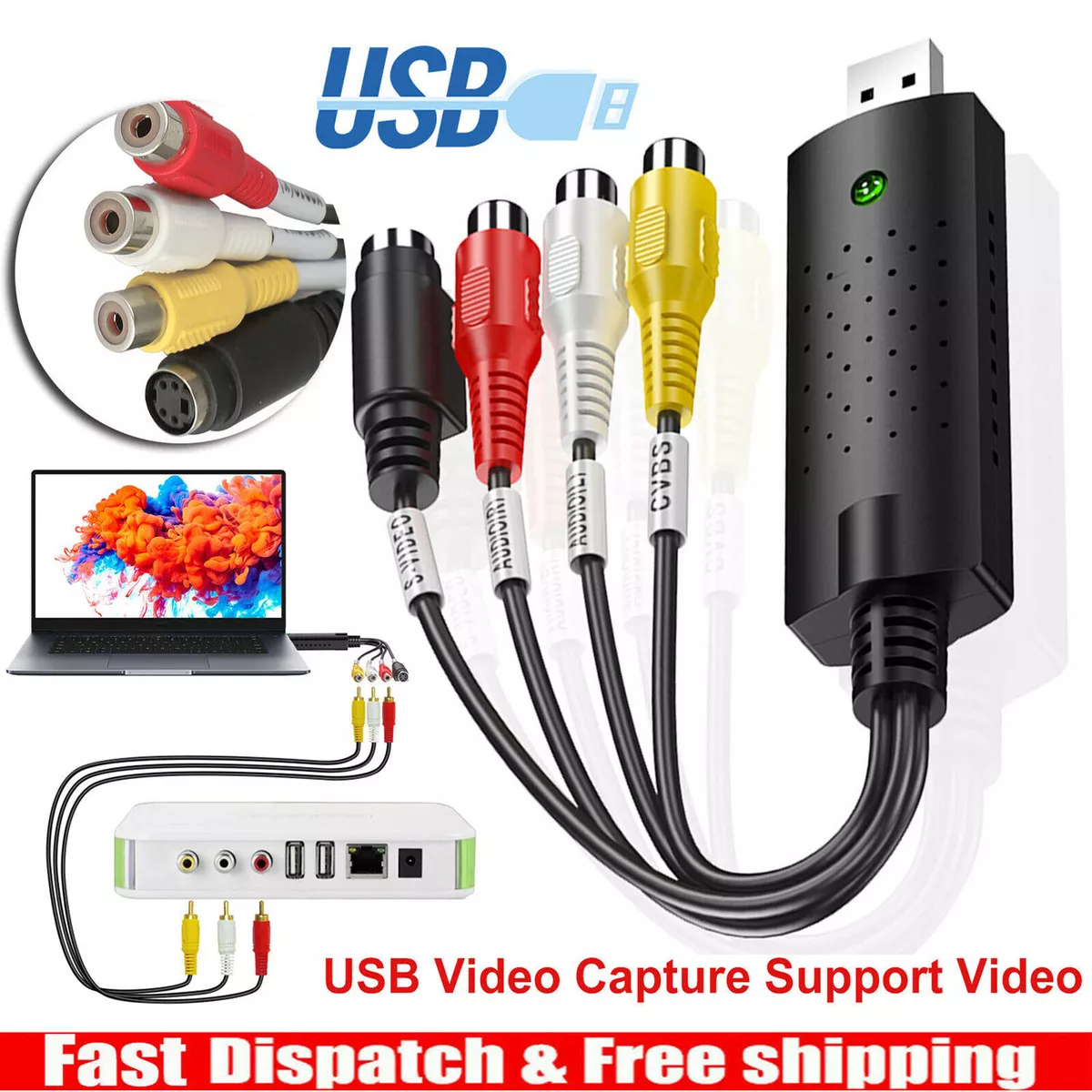 USB 2.0 Audio Video VHS to DVD VCR PC HDD Converter Adapter