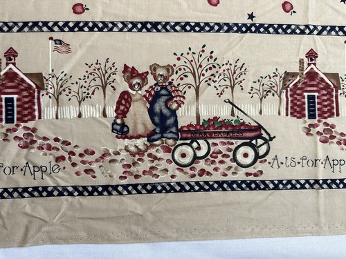 Vtg Daisy Kingdom Apple/ Bear Border Fabric “Past & Presents” A Is For Apple BTY - Picture 3 of 4