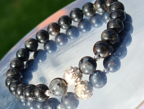 Eclipse Bracelet Arfvedsonite Astrophyllite Hypersthene Labradorite & 925 Silver