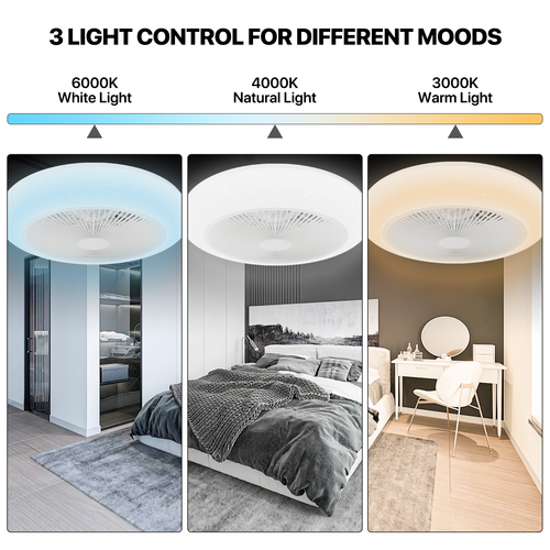 18"Reversible Ceiling Fan 3 Color Changing Chandelier 6 Speed Light Fan w/Remote - Picture 8 of 13