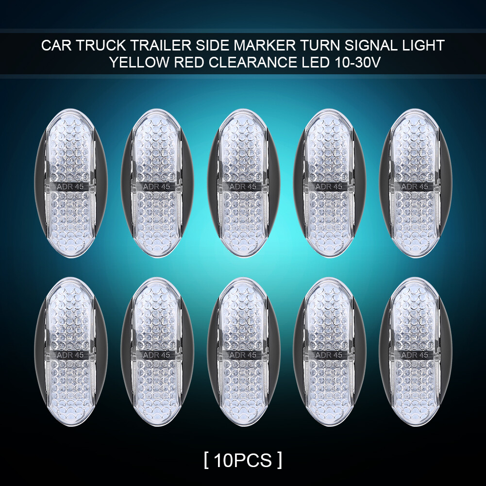 10Pcs Marker Lights LED Truck Trailer Oval Clearance Side Light Amber