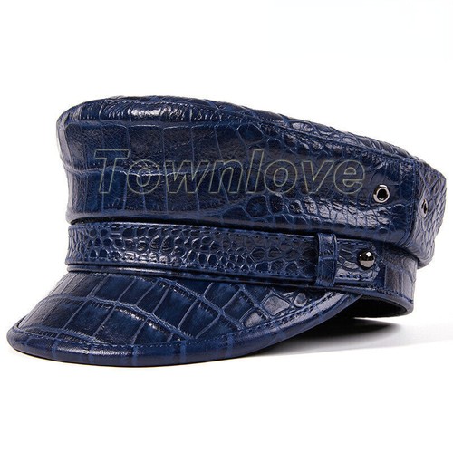 Hombres Cuero Genuino Capitán Marinero Sombrero Mujeres Motociclista Conductor Boina Gorra - Imagen 5 de 32