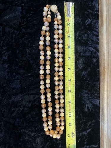 Vintage Doubled Layered Tan Gold Detailing Necklace Boho Bohemian Style - Picture 4 of 4