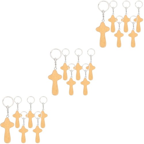 3 Pieces Anneau De Clé Croisée En Bois Les Amoureux Chaînes Clés - Zdjęcie 7 z 12