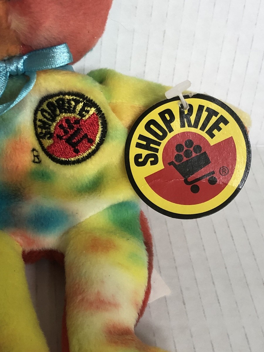 Vintage SHOPRITE Grocery Tie Dye Scrunchy Bear Plush 1998 Vintage SHOPRITE Grocery Tie Dye Scrunchy Bear Plush 1998