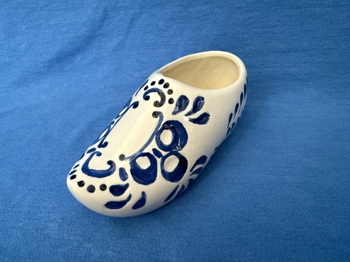 Vintage Porcelain Dutch Shoe Hand-Painted? Decorative Ceramic White 5.5" long - Picture 2 of 8