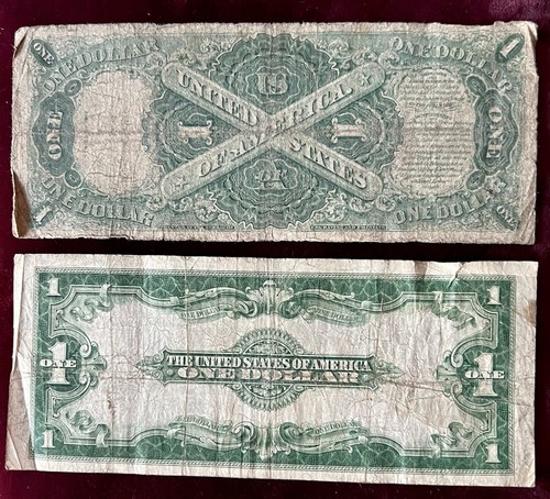 1917 $1 Dollar Bill U. S. Note Red Seal Washington & 1923 $1 Silver Certificate - Picture 4 of 6